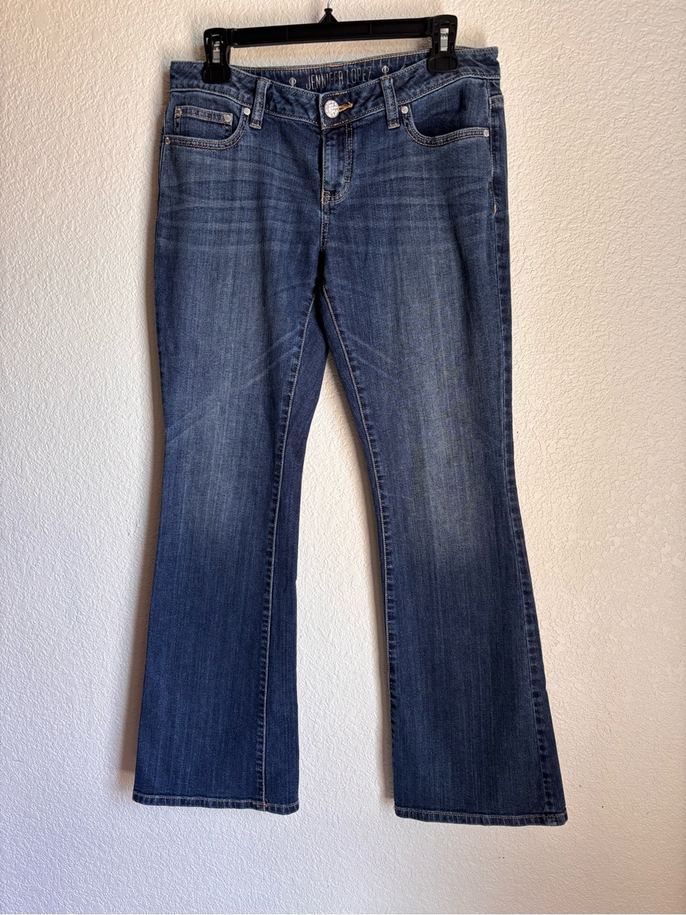 Mid-Rise Women's Bootcut Flare Jeans in Dark Blue
